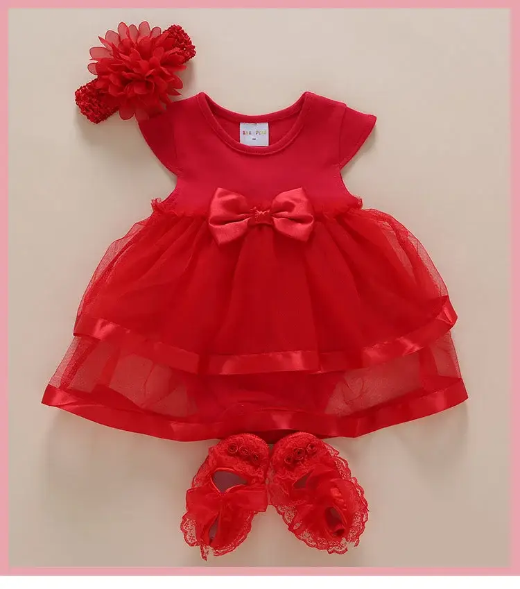 Red Lace Baby Wrap Dress for Girls Summer Wear — feature 7