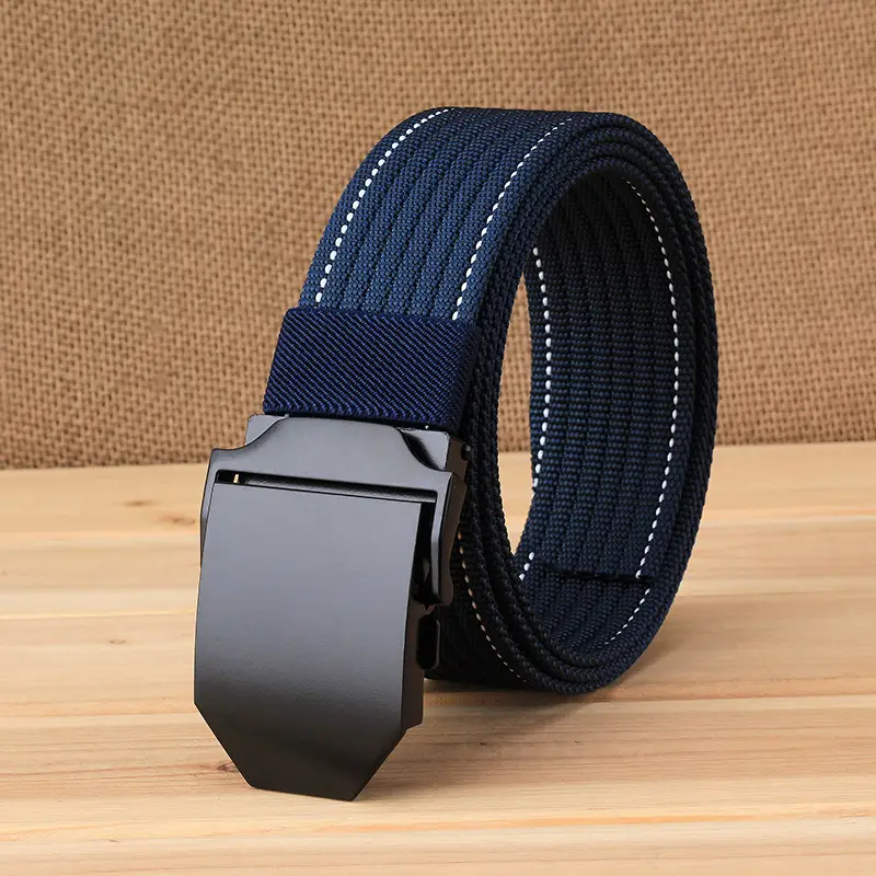 Blue Denim Belt with Black Buckle for Men - Image 8