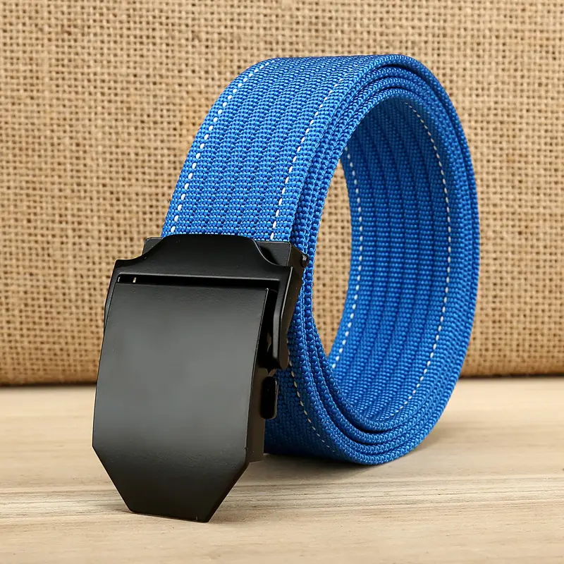 Blue Denim Belt with Black Buckle for Men - Image 2