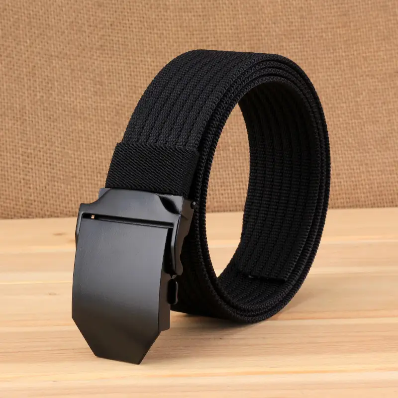 Blue Denim Belt with Black Buckle for Men - Image 4