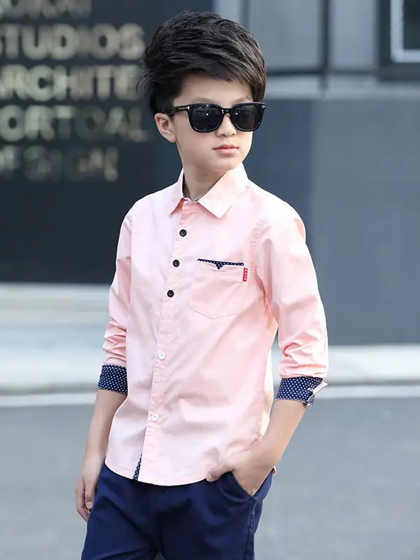 Boys Long Sleeve Shirts Peach 2026