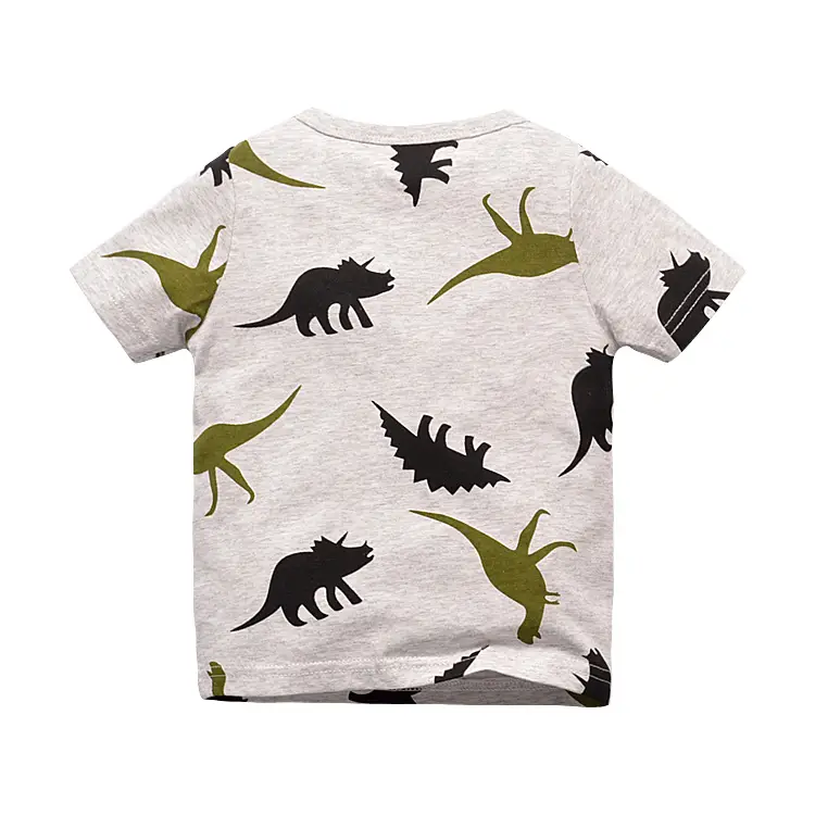Summer Dino Print Boys T-Shirt White Short Sleeve