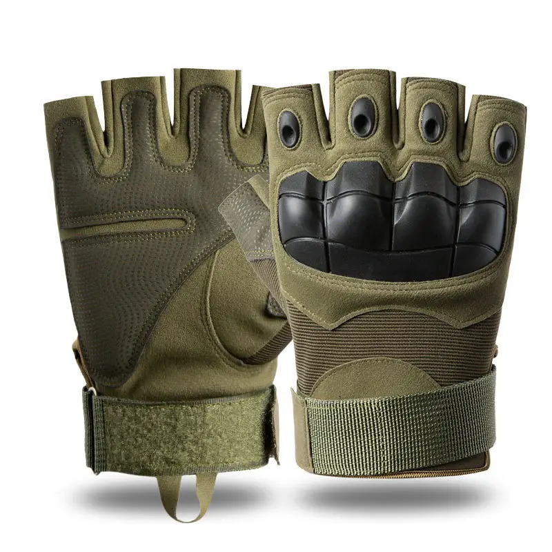 Outdoor Tactical Half-Finger Gloves Black Leather Motorcycle - Image 20