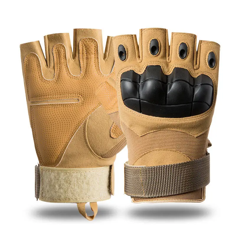 Outdoor Tactical Half-Finger Gloves Black Leather Motorcycle - Image 21