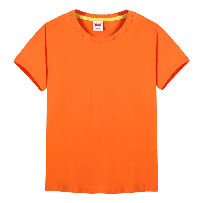 Men Orange Cotton Round Neck T-Shirt White Black Sleeve - Image 11