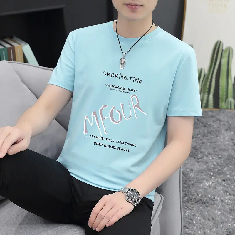 Men Printed Grey T-Shirt Short Sleeve Round Neck - Image 6
