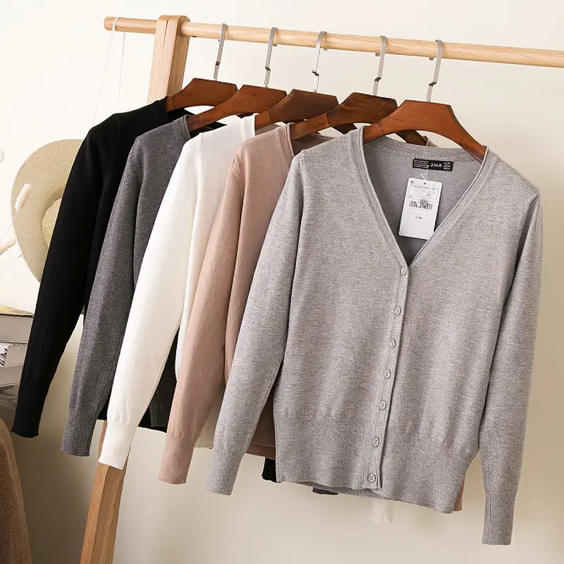 Women's Yellow Button Down Cardigan Long Sleeve Spring Autumn Wear - Image 19