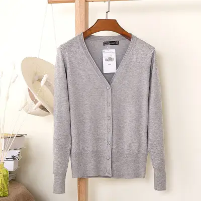 Women's Yellow Button Down Cardigan Long Sleeve Spring Autumn Wear - Image 10