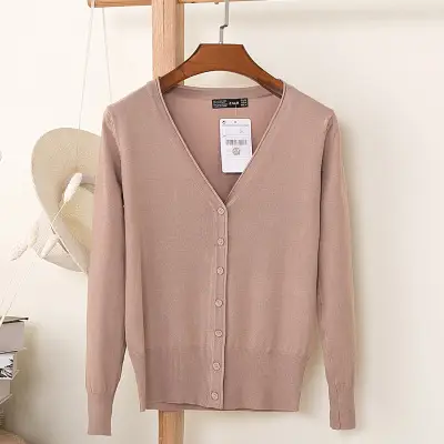 Women's Yellow Button Down Cardigan Long Sleeve Spring Autumn Wear - Image 11
