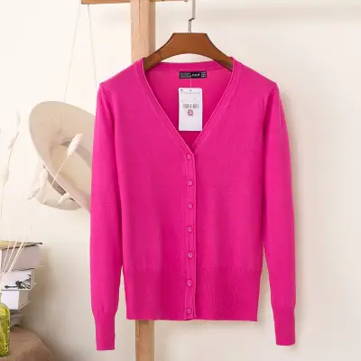 Women's Yellow Button Down Cardigan Long Sleeve Spring Autumn Wear - Image 14