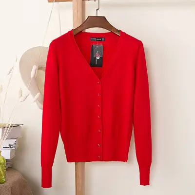 Women's Yellow Button Down Cardigan Long Sleeve Spring Autumn Wear - Image 16