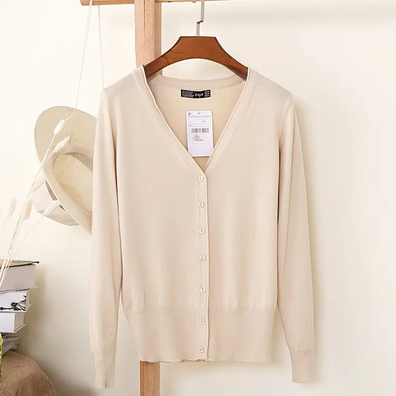 Women's Yellow Button Down Cardigan Long Sleeve Spring Autumn Wear - Image 4