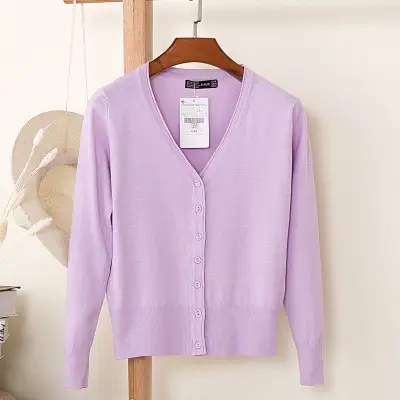Women's Yellow Button Down Cardigan Long Sleeve Spring Autumn Wear - Image 5