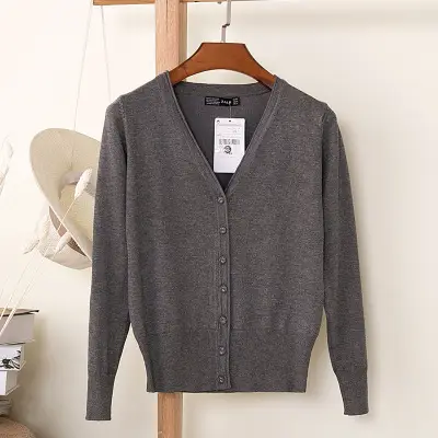 Women's Yellow Button Down Cardigan Long Sleeve Spring Autumn Wear - Image 6