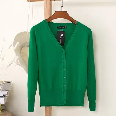 Women's Yellow Button Down Cardigan Long Sleeve Spring Autumn Wear - Image 8