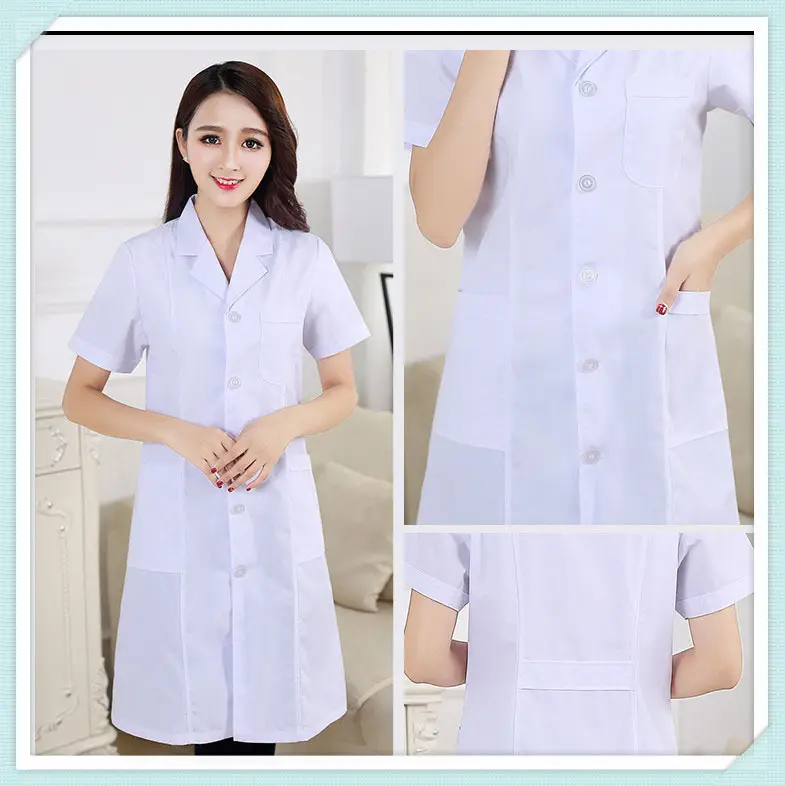 White Long-Sleeved Doctor's Coat for Men Women - Image 2