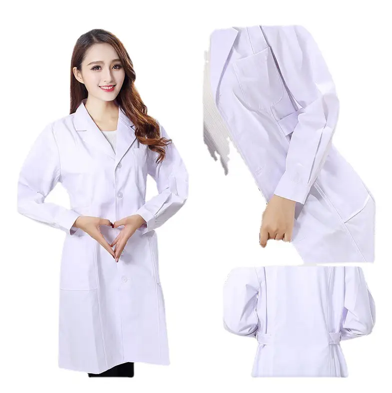White Long-Sleeved Doctor's Coat for Men Women - Image 5