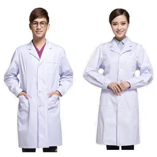 White Long-Sleeved Doctor's Coat for Men Women — feature 3