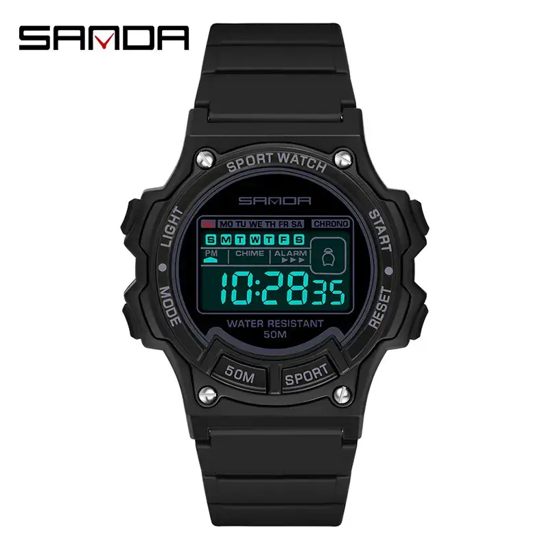 Sanda Waterproof Digital Male Watch Pink 50m - Image 8