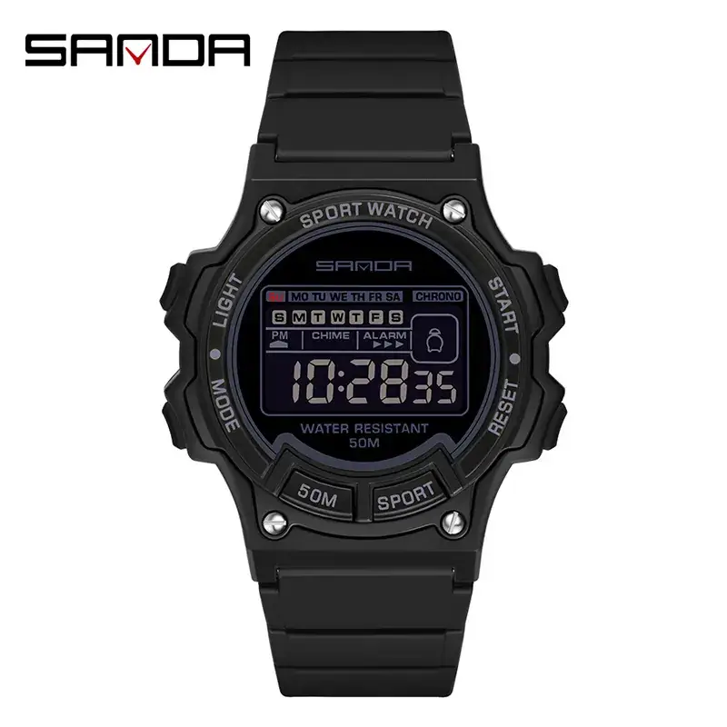 Sanda Waterproof Digital Male Watch Pink 50m - Image 2