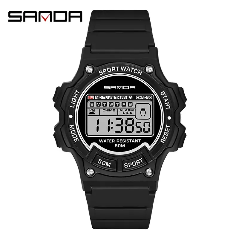Sanda Waterproof Digital Male Watch Pink 50m - Image 3