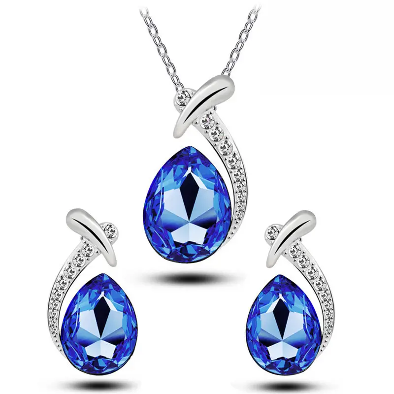 Purple Crystal Korean Style Pendant Set