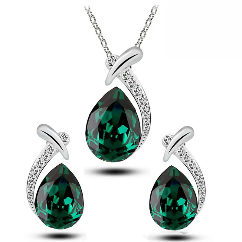 Purple Crystal Korean Style Pendant Set