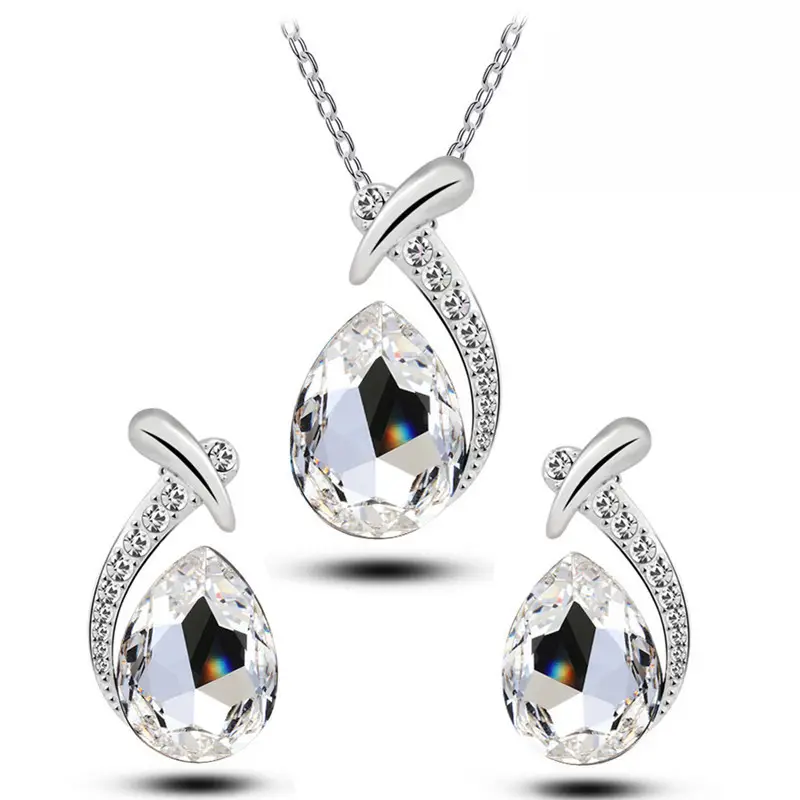 Purple Crystal Korean Style Pendant Set