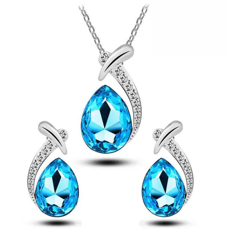 Purple Crystal Korean Style Pendant Set
