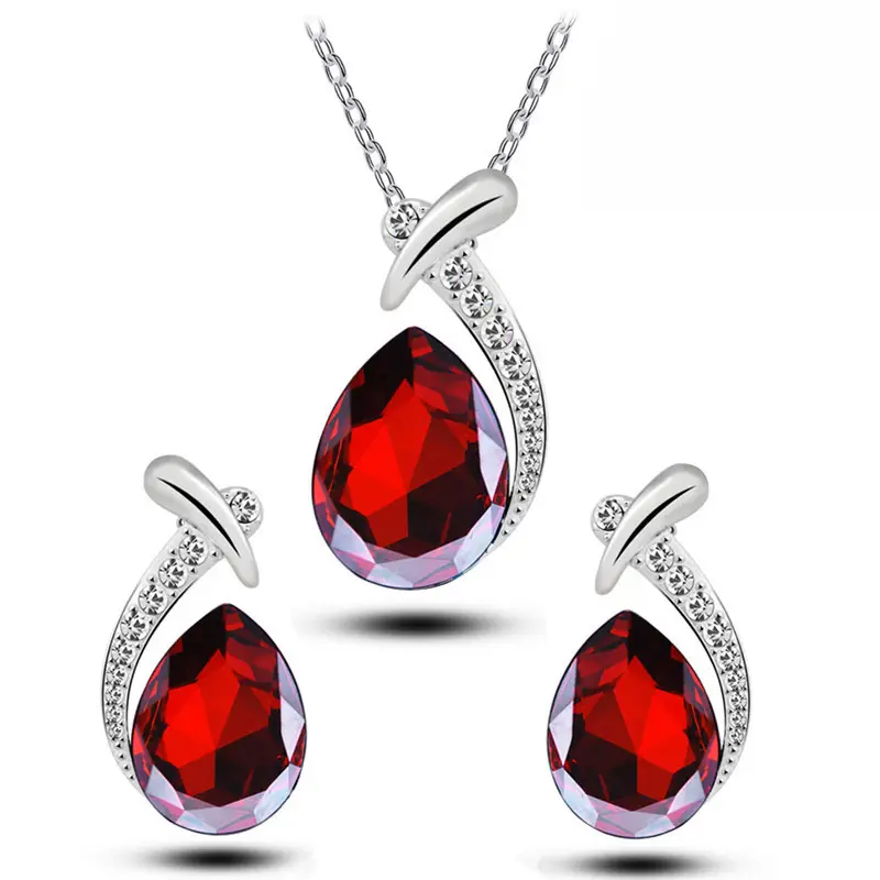 Purple Crystal Korean Style Pendant Set