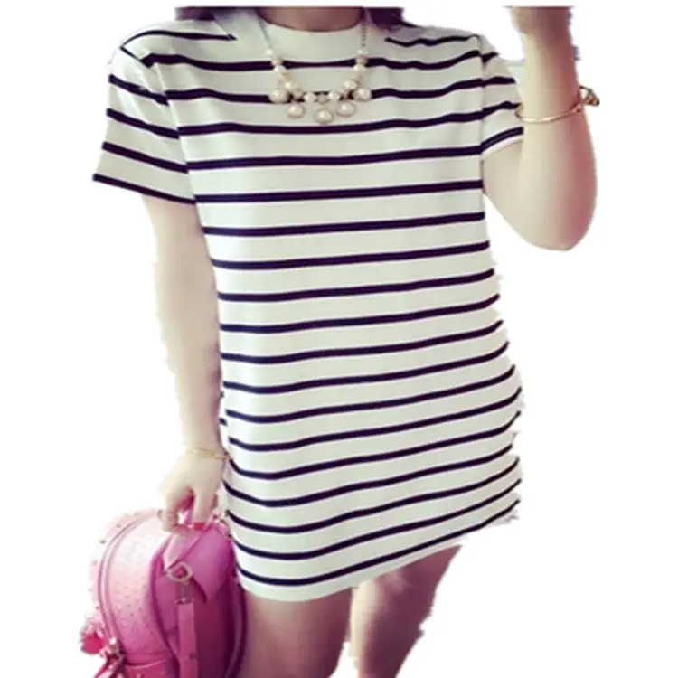 2025 Women Striped T-Shirt Mid Length Korean Style - Image 6