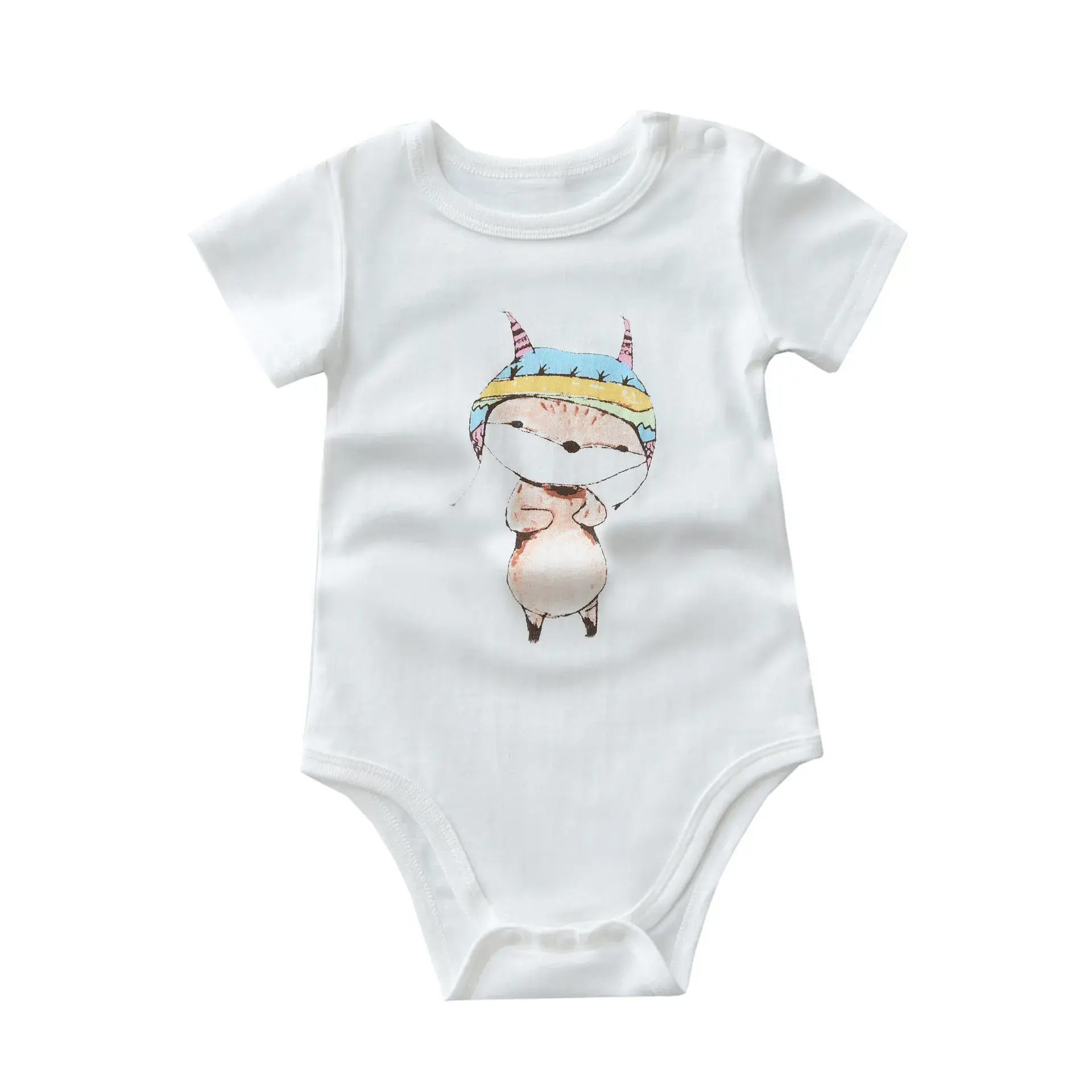 Baby Short Sleeve Romper White Cotton 2020