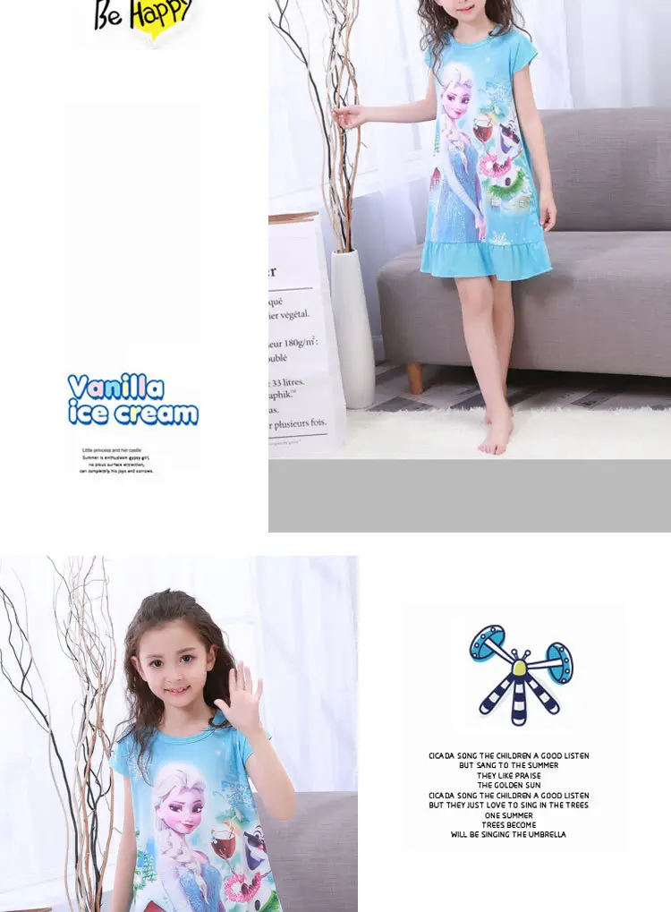 Girls Cotton Nightgown with Frozen Skirt Pink — feature 2