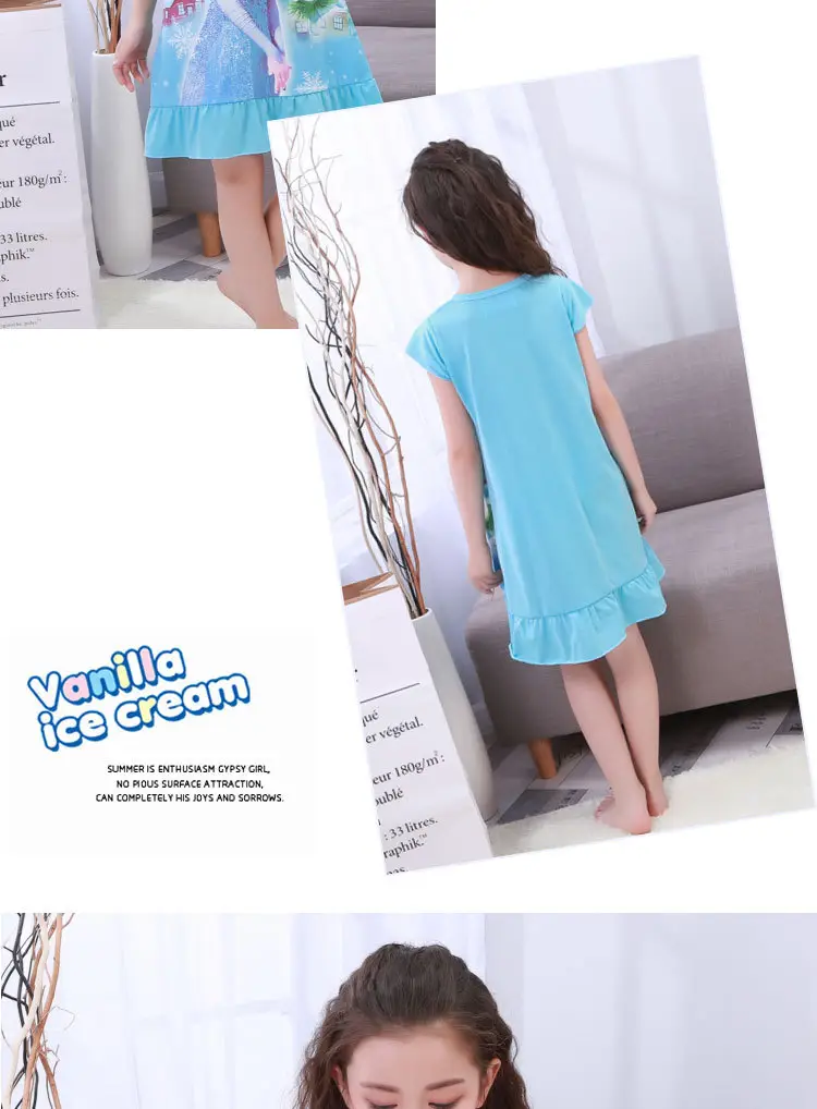 Girls Cotton Nightgown with Frozen Skirt Pink — feature 3
