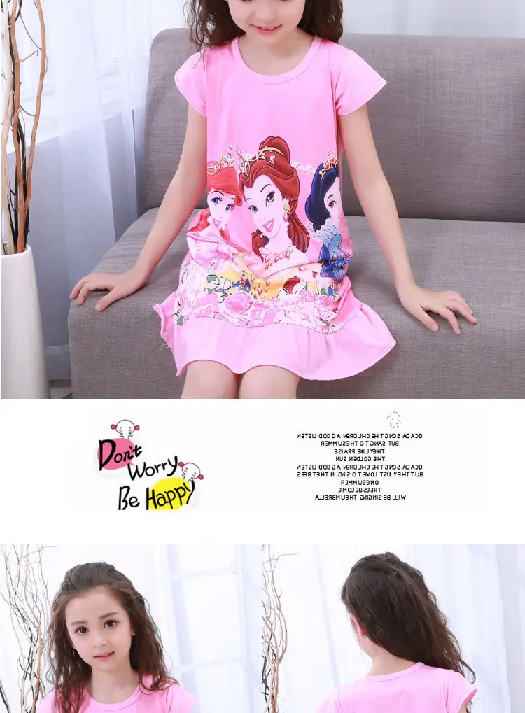 Girls Cotton Nightgown with Frozen Skirt Pink — feature 4