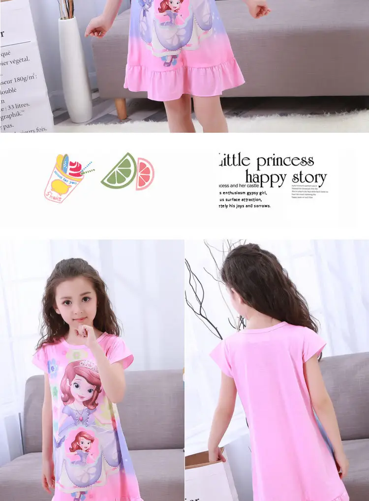 Girls Cotton Nightgown with Frozen Skirt Pink — feature 6