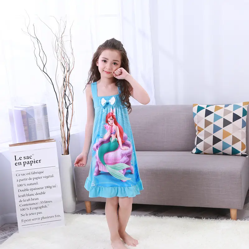 Girls Cotton Nightgown with Frozen Skirt Pink