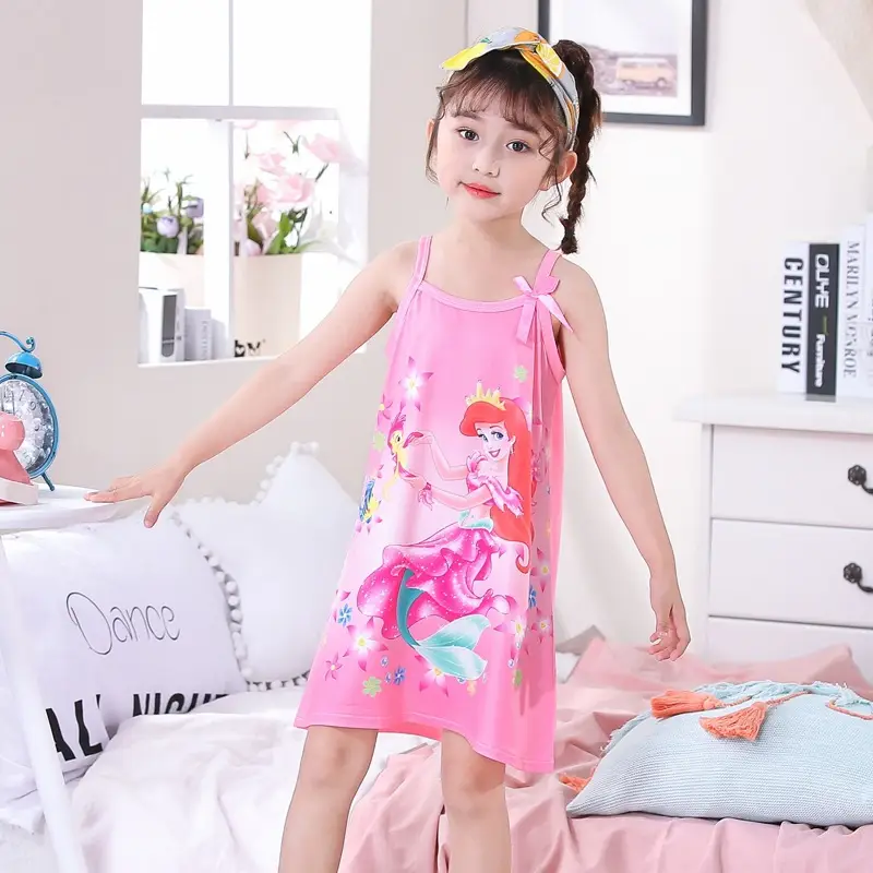 Girls Cotton Nightgown with Frozen Skirt Pink