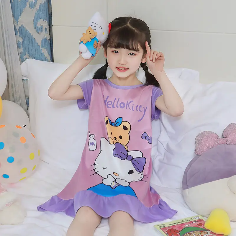 Girls Cotton Nightgown with Frozen Skirt Pink