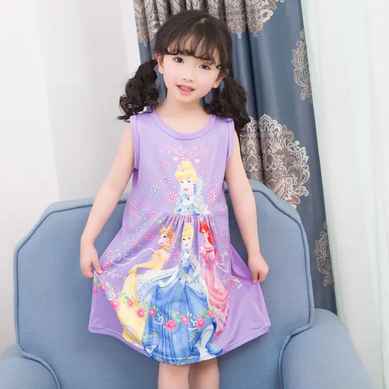 Girls Cotton Nightgown with Frozen Skirt Pink
