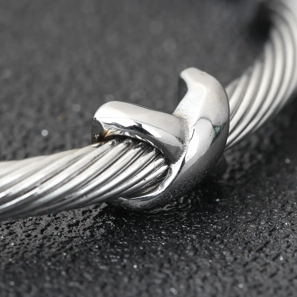 European American Cross-Border Twisted Steel Wire Bracelet 4mm Open X — feature 11