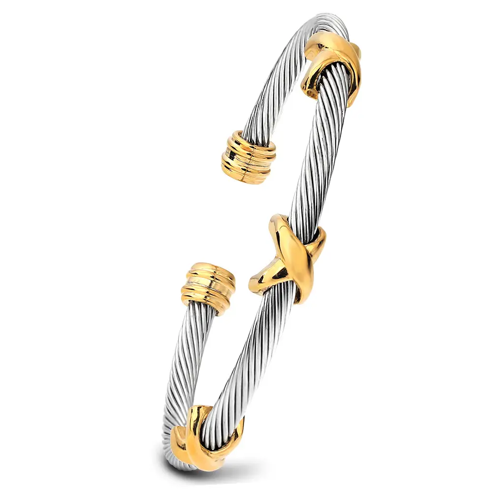 European American Cross-Border Twisted Steel Wire Bracelet 4mm Open X — feature 4