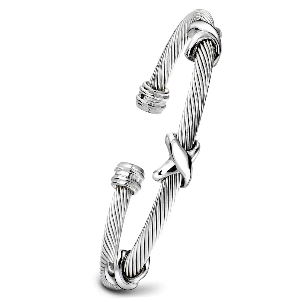 European American Cross-Border Twisted Steel Wire Bracelet 4mm Open X — feature 5