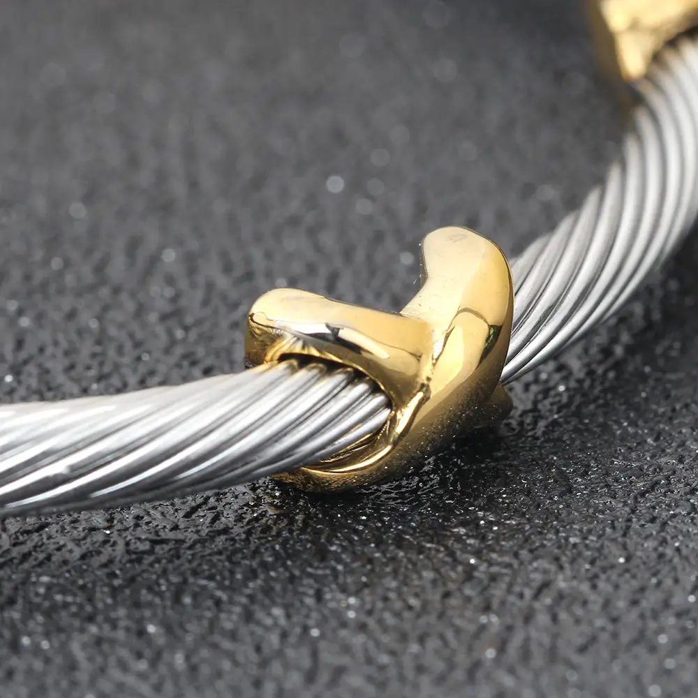 European American Cross-Border Twisted Steel Wire Bracelet 4mm Open X — feature 6