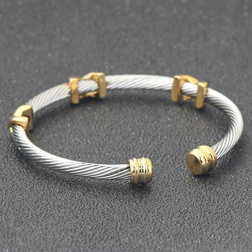European American Cross-Border Twisted Steel Wire Bracelet 4mm Open X — feature 8
