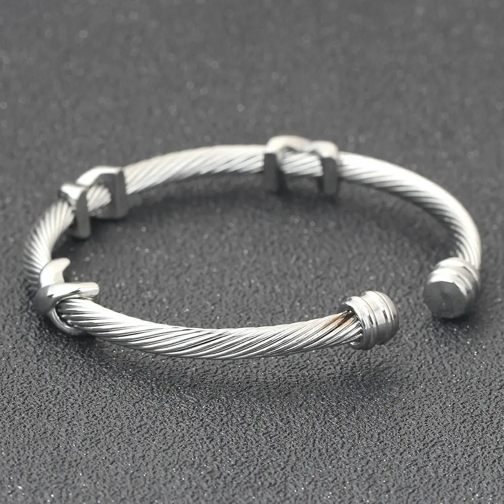 European American Cross-Border Twisted Steel Wire Bracelet 4mm Open X — feature 9