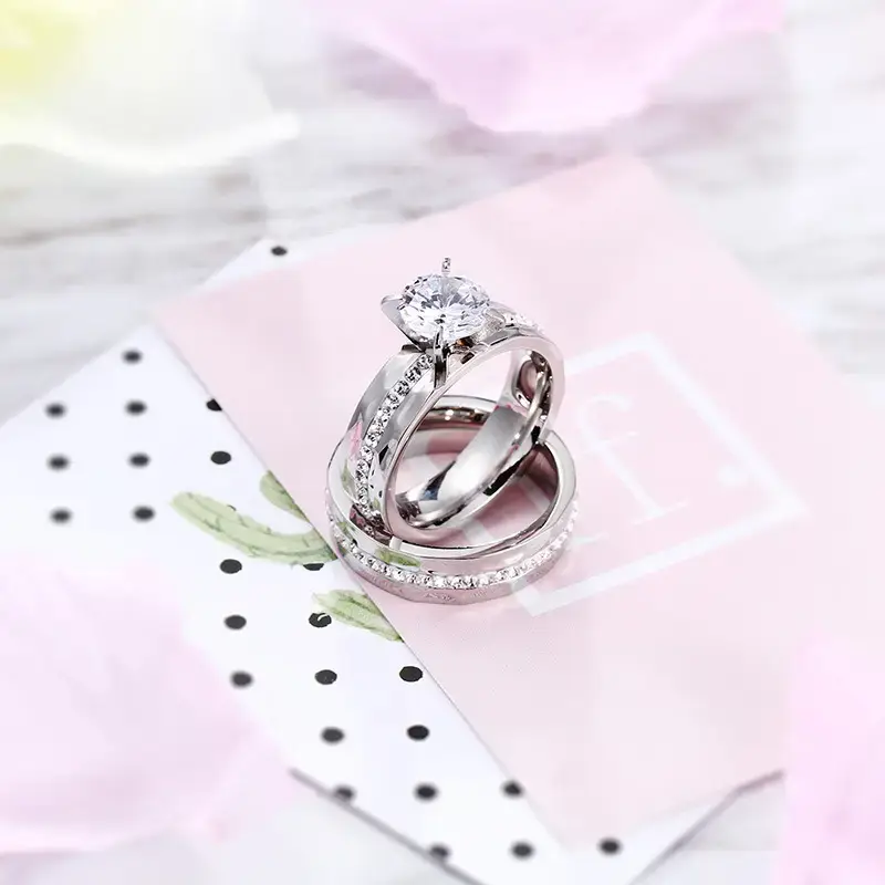Titanium Single Diamond Couple Rings for Valentine's Day - Image 6