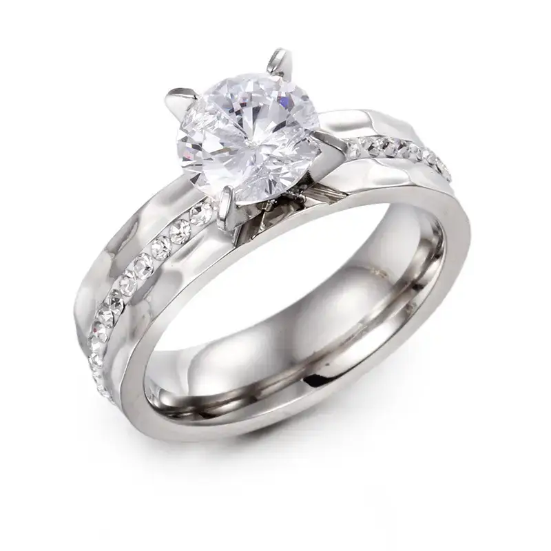 Titanium Single Diamond Couple Rings for Valentine's Day - Image 4