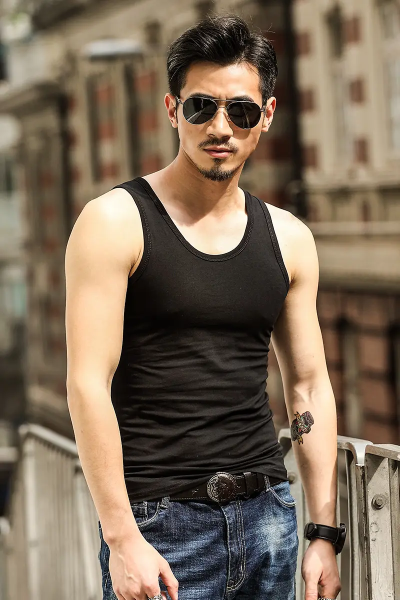 Men's Slim Fit Black Sleeveless Vest Summer Wear - Image 3