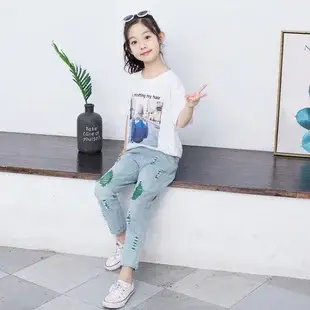 Kids Blue Denim Pants Korean Style Medium Big — feature 8